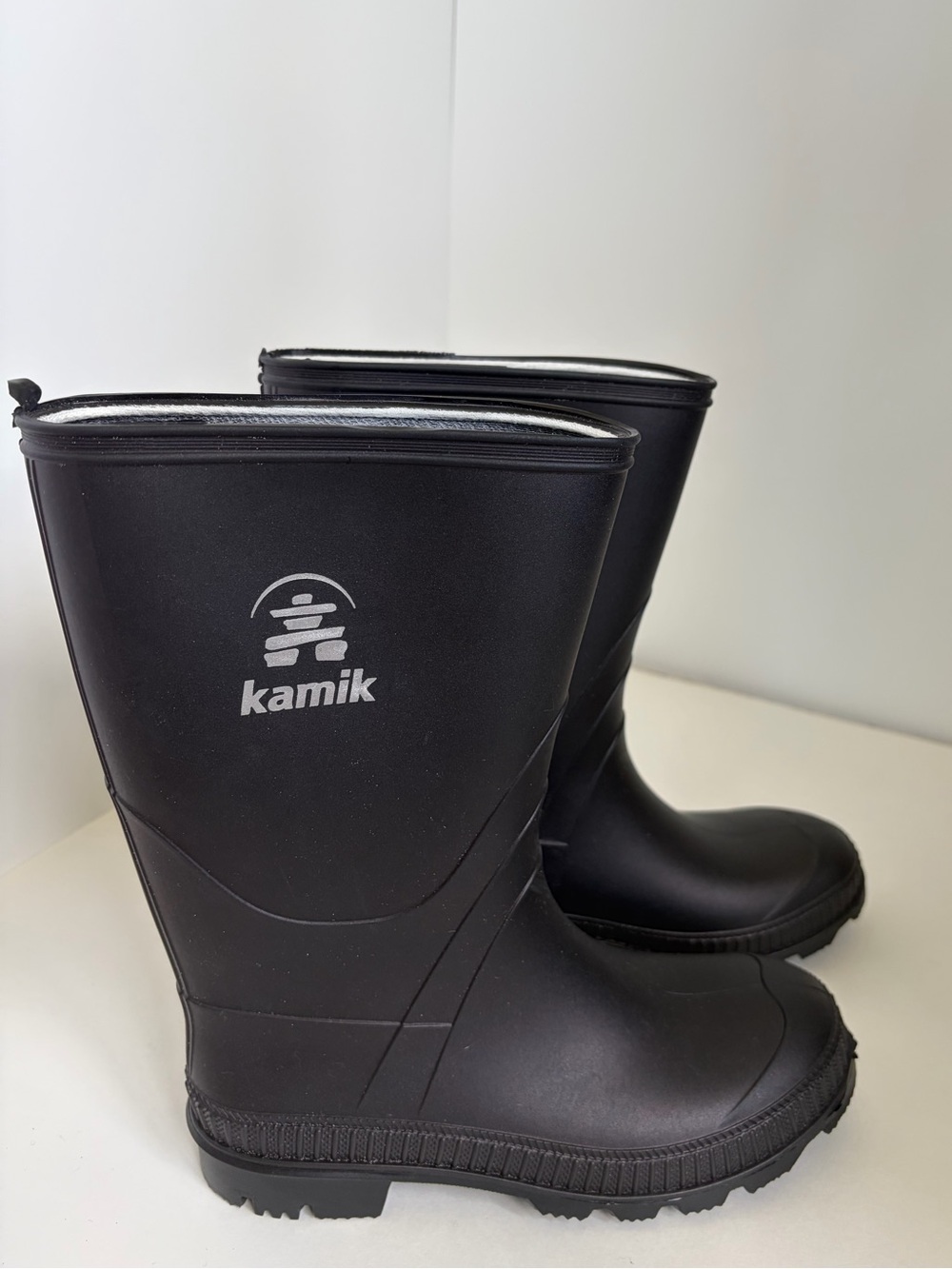 Kamik Black Waterproof Rubber Rain Boots Kids Size 4